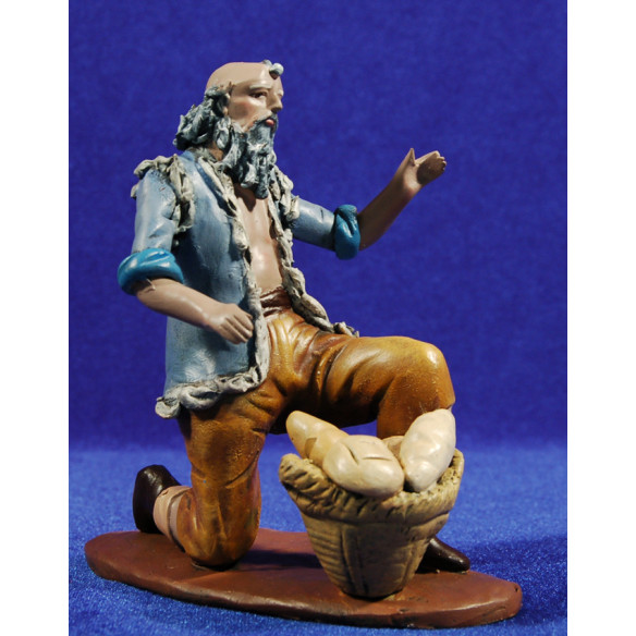 Pastore adorando con cesto di pane 18 cm  terracotta dipinte Figuralia