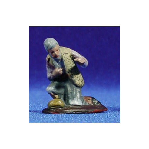 Pastor anciano adorando 5 cm barro pintado Figuralia