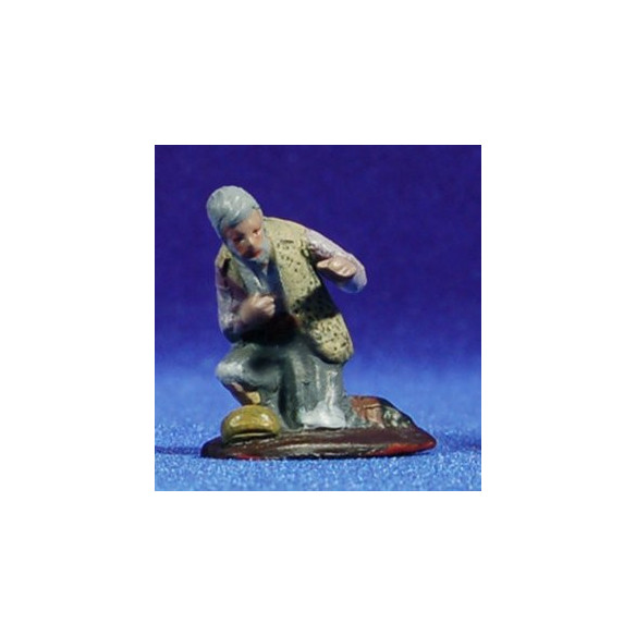 Old shepherd 5 cm clay painted Figuralia