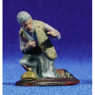 Pastor anciano adorando 5 cm barro pintado Figuralia