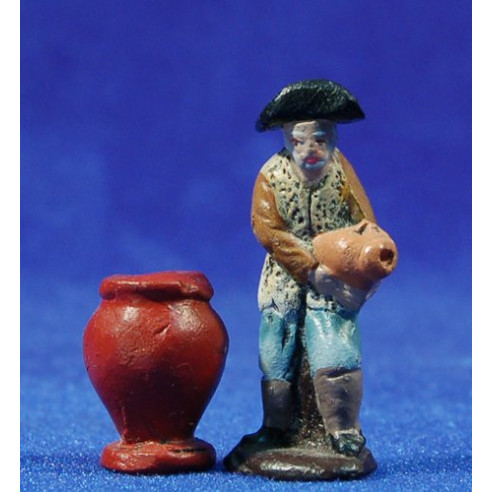 Pastor con jarras 5 cm barro pintado Figuralia