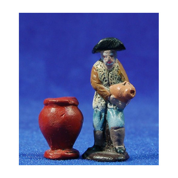 Pastor con jarras 5 cm barro pintado Figuralia