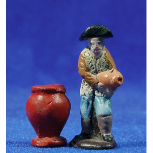 Pastor amb gerres 5 cm fang pintat Figuralia