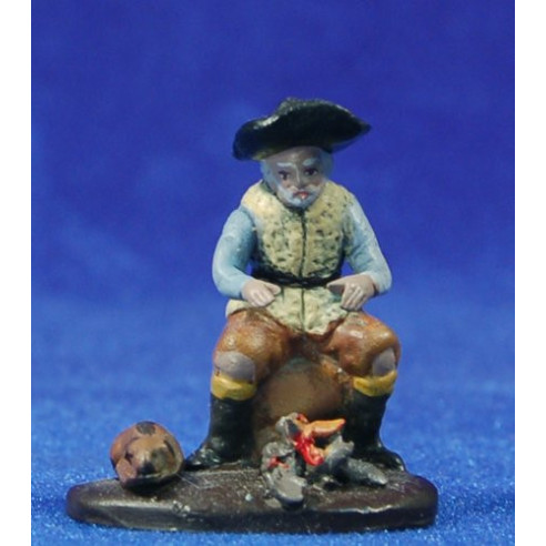 Shepherd with fire 5 cm clay painted Figuralia