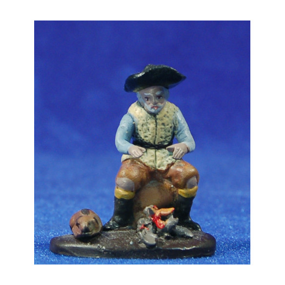 Pastor con hoguera 5 cm barro pintado Figuralia