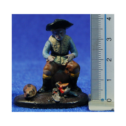 Pastor con hoguera 5 cm barro pintado Figuralia