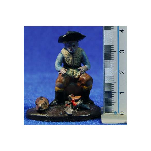 Pastor con hoguera 5 cm barro pintado Figuralia
