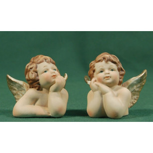 Grup de 2 busts d'àngel sobretaula 5 cm resina