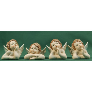 Grup de 4 busts d'àngel sobretaula 6,5 cm resina