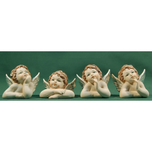 Grup de 4 busts d'àngel sobretaula 6,5 cm resina