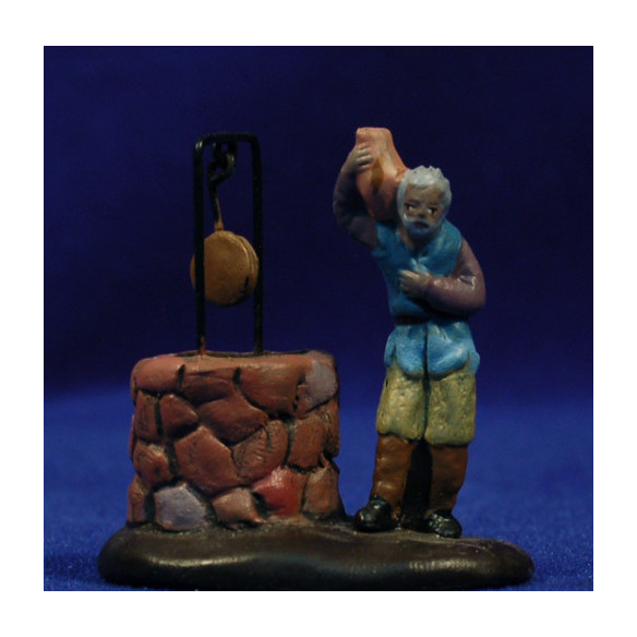 Pastor con pozo 5 cm barro pintado Figuralia