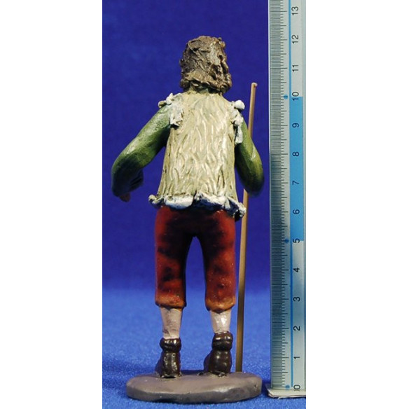 Pastor con carreta bueyes 12 cm barro pintado Figuralia