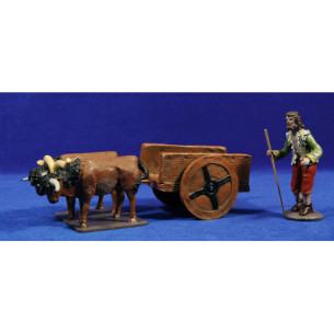 Pastor amb carreta bous 12 cm fang pintat Figuralia
