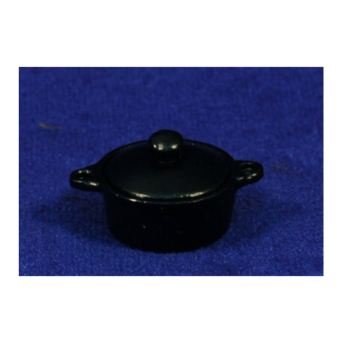 Pentola nera con coperta 2 cm metallo