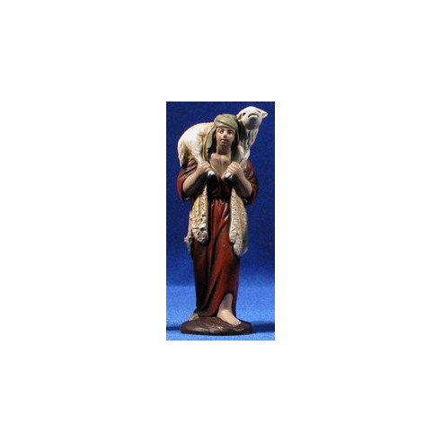 Shepherd with lamb 12 cm clay painted Figuralia