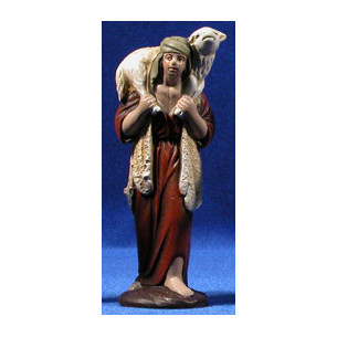 Pastor con cordero 12 cm barro pintado Figuralia