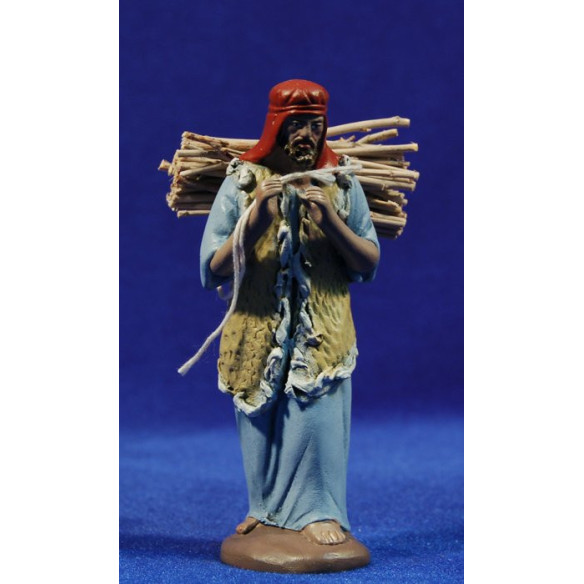 Pastor con leña 12 cm barro pintado Figuralia