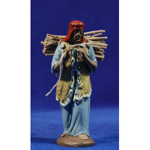 Pastor con leña 12 cm barro pintado Figuralia