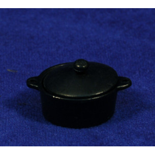 Pentola nera con coperta 2,5 cm metallo