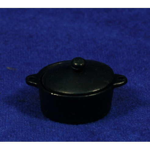 Pentola nera con coperta 2,5 cm metallo