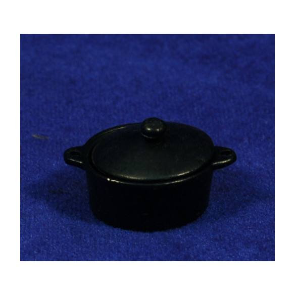 Pentola nera con coperta 2,5 cm metallo