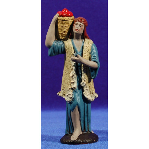 Pastore con cesto 12 cm terracotta dipinte Figuralia