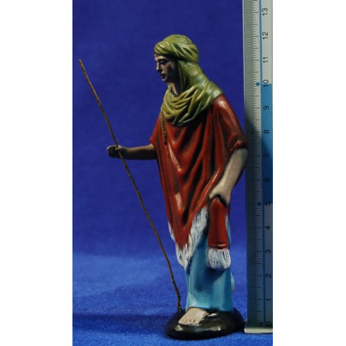 Shepherd with stick 12 cm clay painted Figuralia