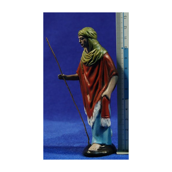 Shepherd with stick 12 cm clay painted Figuralia