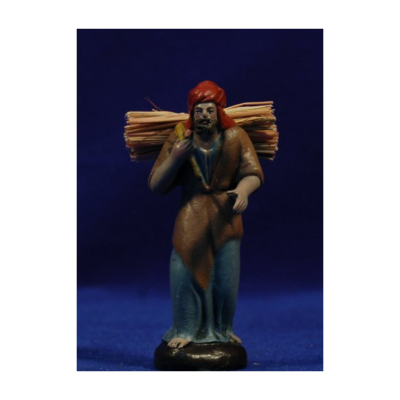 Pastor con leña 7 cm barro pintado Figuralia