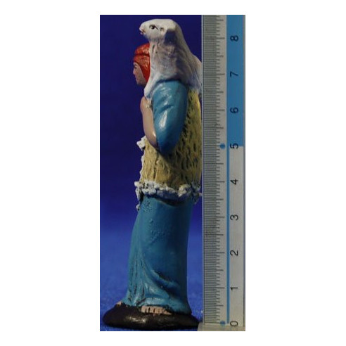 Pastor con cordero 7 cm barro pintado Figuralia
