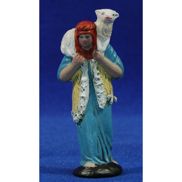 Pastor con cordero 7 cm barro pintado Figuralia