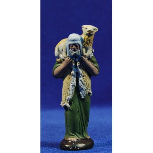 Pastor anciano con cordero 7 cm barro pintado Figuralia