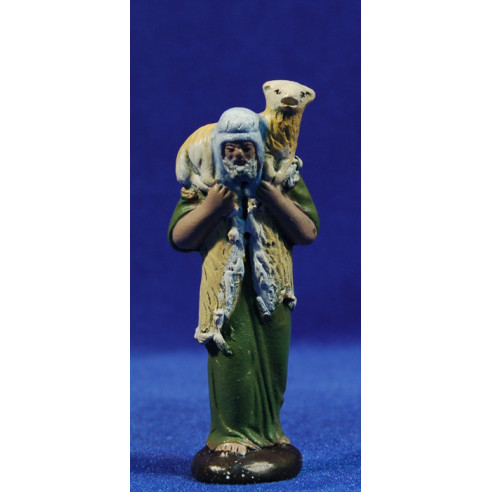 Pastor anciano con cordero 7 cm barro pintado Figuralia