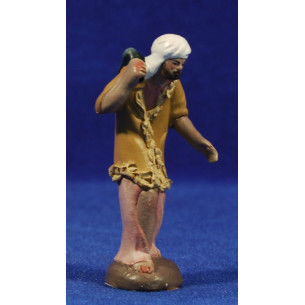 Shepherd with rabbit 7 cm clay painted Figuralia