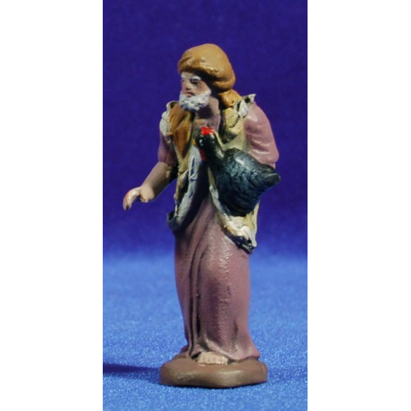Pastore con tacchino 7 cm terracotta dipinte Figuralia