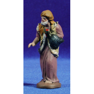 Pastore con tacchino 7 cm terracotta dipinte Figuralia