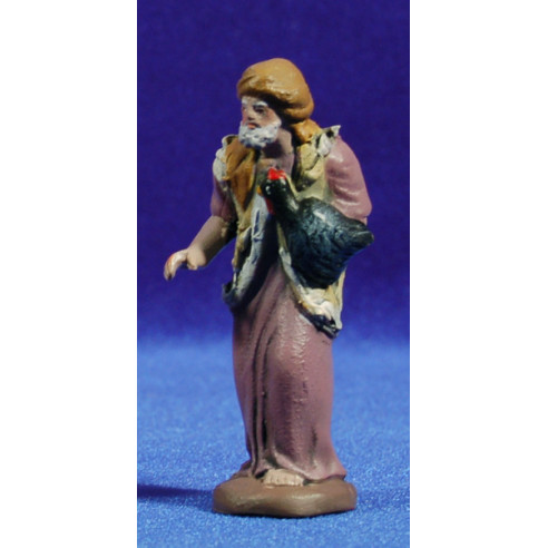 Pastor con pavo 7 cm barro pintado Figuralia