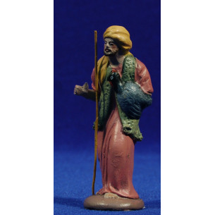 Pastore con tacchino 9 cm terracotta dipinte Figuralia