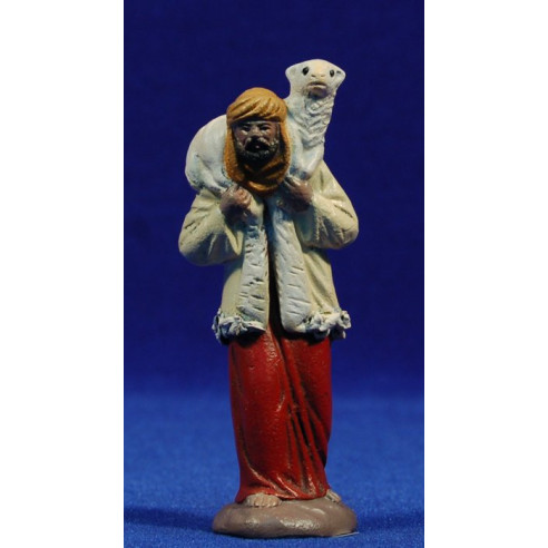 Pastor anciano con cordero 9 cm barro pintado Figuralia