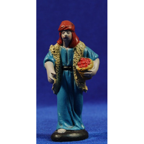 Pastor con cesto 9 cm barro pintado Figuralia