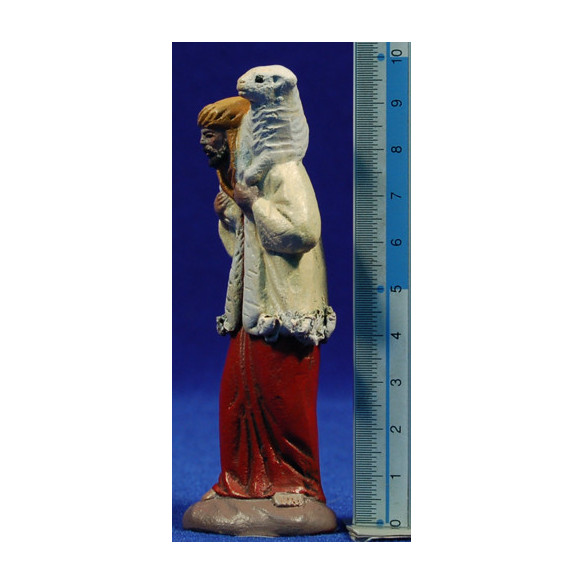 Pastor anciano con cordero 9 cm barro pintado Figuralia