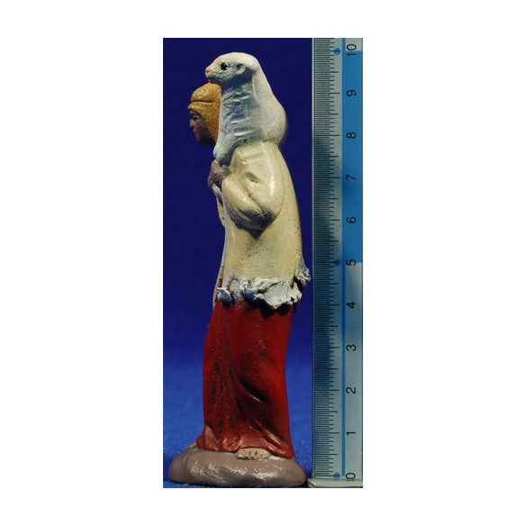 Pastor con cordero 9 cm barro pintado Figuralia