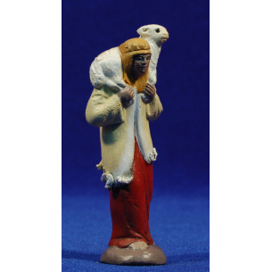 Shepherd with lamb 9 cm clay painted Figuralia