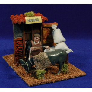 Mugnaio con carro movimento 9 cm terracotta dipinte