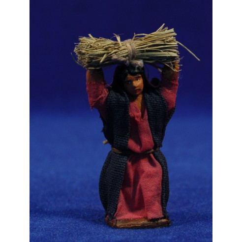 Woman with bundle of firewood 5 cm clay and clothes
