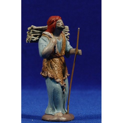 Pastore con legno 9 cm terracotta dipinte Figuralia
