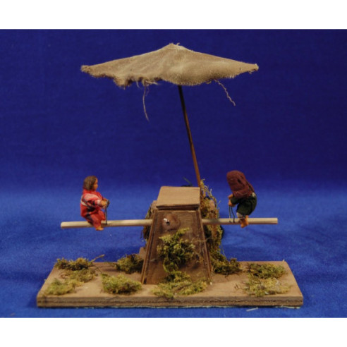 Children in a swing movement 10 cm clay and clothes