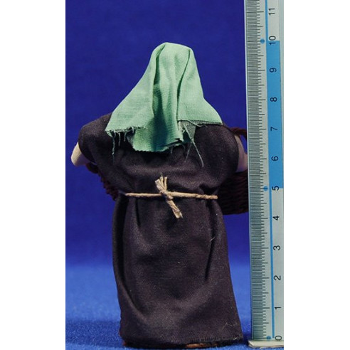 Pastora con cestos con conejo y zanahorias 10 cm ropa y barro