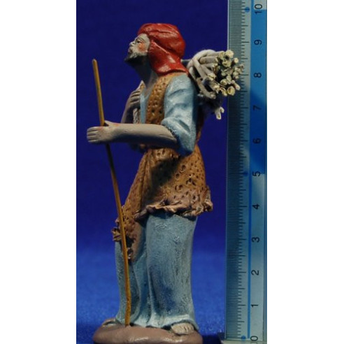 Pastore con legno 9 cm terracotta dipinte Figuralia