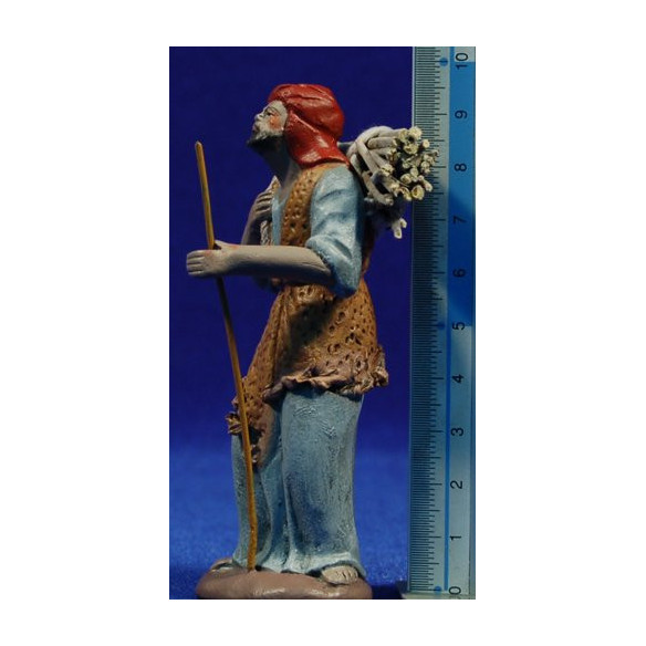 Pastore con legno 9 cm terracotta dipinte Figuralia